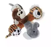 Cozy Buddy 8” Dog Plush Toy w/Squeakers Monkey Tiger Elephant M Dog Chew Level 2
