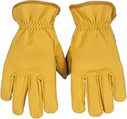 Klein Tools 60603 Work Gloves, Premium Cowhide Leather Gloves, Abrasion-Resistant Split Leather Palm Patch, Medium