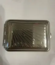 Art Deco German Silver Sunburst Small Rectangle Pill box Pill case