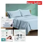 Cool Silk Soft Egyptian Cotton Cal King Sheets - 4 PC Set, 1200 TC Light Blue