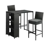 Livsip Outdoor Bar Table Bar Stools Set Patio Furniture Dining Chairs Wicker 3PC