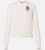 [McQueen] McQueen Beaded wool sweater AU 14 white