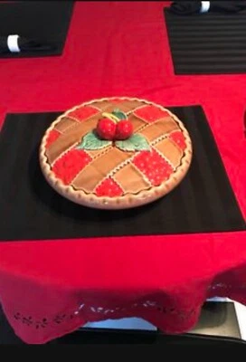 Vintage Fine Ceramic Cherry Pie Plate Pie Keeper Japan For Caldor Inc.-1990's