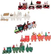 5pcs Christmas Wooden Craft Little Train Set DIY Decorative Toy Train Toys for Boys and Girls Xmas Desktop Decor