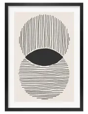 [Profile Australia] Australian Made Intersecting Circles Lines Art Print A3 in Black Frame