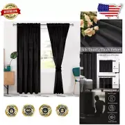 Rod Pocket Black Velvet Drapes 84" - Blackout & Noise Reducing Window Panels