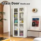 Bookcase with glass door Display Shelf Shelves Storage Bookshelves Cabinet Rack