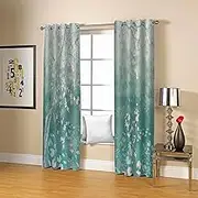 Exquisite Blackout Curtains Super Soft Green & Flowering Trees W117cm (46") x D229cm (90") x 2 For Kids Bedroom Energy Saving Curtain Solid Durable Polyester Blocking Eyelet Treatment Sets For Nursery