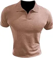 [DGHM-JLMY] Men's Sleeve Vintage Sweater Golf Pullover V-Neck Knitted Polo Shirt Short Summer Knit Polo Shirts Sweater