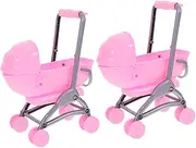 Doll House Stroller Toy 2 Pcs Simulation Doll Stroller Realistic Model for Boys and Girls