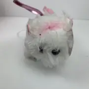 Tiny Treasures Puppy Dog Purse White Pink Bow Tutu Strap Hand Bag ~ 8 In Long