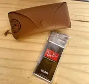 New Ray-Ban Sunglasses Eyeglasses Case, Brown, Snap Closure, Cleaning Cloth