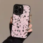 Pink Black Rose Cover For iPhone 16 15 14 13 12 11 Pro Max Plus Back Case 2025