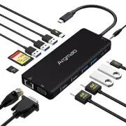 USB C Laptop Docking Station, 14 in 1 Type C Hub For 3 Monitors, 2 HDMI, USB