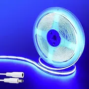 Clearhill 12V COB 320LED Strip Lights,16.4FT/5M(No Power Supply),Blue,320LEDs/M,with 5521DC Male and Female Connectors,8mm Width,IP20,for DIY Home Indoor Decoration