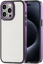 Clear Case for iPhone 16/16 Pro/16 Plus/16 Pro Max, Plating Frame Slim Phone Cover Transparent Acrylic Back Not Yellowing Case,16pro max,Purple