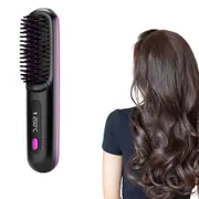 Portable Cordless Hair Straightener Brush with LED Display Negative Ion Heating Hair Straightening Comb