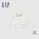 Gap 女童裝 Logo印花假兩件圓領長袖上衣-奶白色(890218)