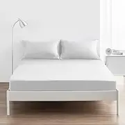 1000TC 100% Luxury Egyptian Cotton Fitted Sheet Set Anti-Pilling | INCL Fitted Sheet $ Pillowcases - NO Flat Sheet (White, King Single)