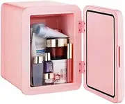 4L Mini Fridge for Skincare Products Portable Makeup Refrigerator Dual-Use Electric Cool Box Beverage Cooler & Food Heater Warmer for Travel Car Office Use AC+DC Power Compatibility (Color : Pink)