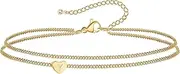 [WIGERLON] Heart Initial Ankle Bracelets for Women, 14K Gold Plated Dainty Layered Anklet Letter Ankle Bracelets for Girl silver