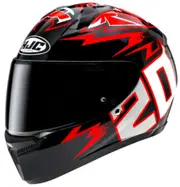 HJC C10 Diablo Mask Helmet, black-white-red, Size L for Men Black White Red