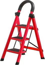 MTSDM Foldable Ladder, 3 Step with Handrail Ladder, Portable Multifunctional Ladder, Non-Slip Household Stepladder with Wide Platform for Home, Outdoor,Kitchen, Officeetc, Maximum Load 440lbs.