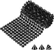 uxcell 0.5 Yard Sew Stitch on Spikes Stud Cone 12Rows Plastic Black Spike Rivet with Flat Back Punk Rock Trim Mesh Bead for DIY Crafts/Clothes/Shoes/Bags