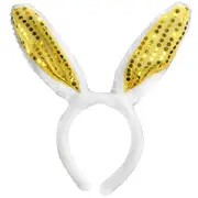 Plush Gold Sequin Bunny Ears Headband