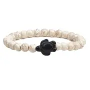 Unique Natural Energy Stone Healing White Turquoise With Black Turtle Bracelet