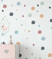 QuoteMyWall Boho Chic Nursery Kid's Polka Dot Wall Stickers 150 Pack Removable Reusable Peel & Stick Dot Blob Decals for Childrens Bedrooms DIY Decor Home