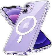JETech Magnetic Case for iPhone 12/12 Pro 6.1-Inch Compatible with MagSafe Wireless Charging, Shockproof Phone Bumper Cover, Anti-Scratch Clear Back (Clear)