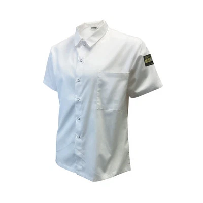 Thunder Group CJ810WHM Chef Regalia White Snap Short Sleeve Chef Shirt - Medium