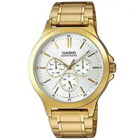 在飛比找PChome24h購物優惠-【CASIO 卡西歐】耀眼風範不鏽鋼腕錶/金x白面 刻度款(