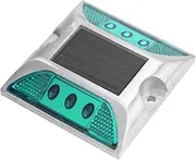 Solar Power Ground Marker Lights, LED Solar Driveway Deck Light, Waterproof 1000m/3280.8ft Viewing Outdoor Driveway Road Stud Lamp, Cast Aluminium Road Highway Spike Lamp (Green)