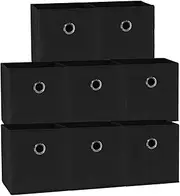 SORTI 27x28x27 CM Black 8X Pack Foldable Folding Storage Cube Storage Box Bookcase Fabric Cube Toy Organiser Organizer