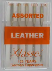 Klasse Sewing Machine Needles, LEATHER Assorted Mix, Pack of 5 Needles