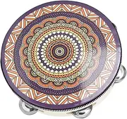 JEWEDECO Hand Held Tambourine Percussion Instrument for Music Development Durable Wooden and Material Easy to Learn for Adults to Stimulate Senses and Hearing