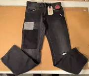 NEW Levi's 511 Slim Stretch Denim Black Jeans 16 Reg - 28x28 - Patches
