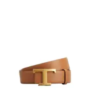 Tod's T-Timeless Logo Plaque Reversible Belt 90,80,95,85,75 Brown, beige