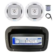 Dual Marine Radio, Spa Bezel,Adapter, Antenna,Wire, 2x 6.5" 400W White Speakers