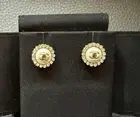 Chanel Button Style Cc Coco Costume Jewelry Earrings - New!