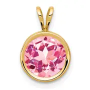 14k Yellow Gold 8mm Pink Tourmaline bezel pendant