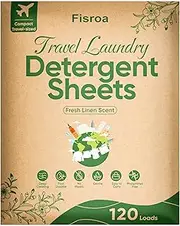 Laundry Detergent Sheets for Travel, Fisroa 120 Loads Eco-friendly Washing Detergent Sheets Plastic-Free Washer Sheets, Fresh Linen Scent Liquidless Laundry Sheets Strips