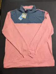 NWT MEN'S PUMA CLOUDSPUN 1/4 ZIP PULLOVER, SIZE: M, COLOR: SKY/FLAMINGO PINK-M5