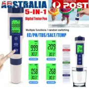 5 In 1 LCD Digital Water Quality Tester Pen EC PH Salinity Temp Meter/Detector