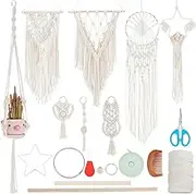 IFNUNLY 8 Set DIY Macrame Kit for Beginners Star DIY Macrame Dream Catcher Kit Handmade Macrame Plant Hanger Kit for Adults Macrame Wall Hanging Tapestry with Instruction Birthday Gift Decor