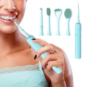 4-in-1 Electric Teeth Whitening Brush Calculus Remover Oral Care Tool Set Toothbrush -Blue