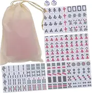 KONTONTY Portable Mahjong Tiles Mini Mahjong Set Travel Game 144 Tiles Chinese Easy to Clean
