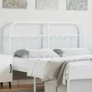 Elegant White Metal Headboard Double Bed Frame 137cm Modern Design